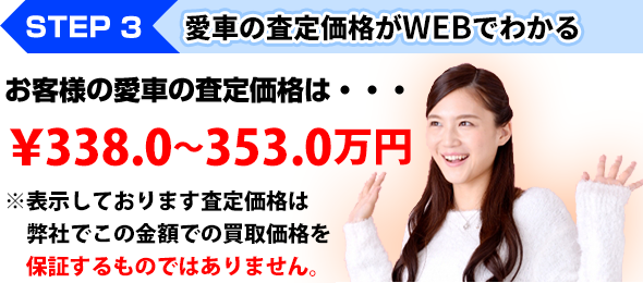STEP3 愛車の査定価格がWEBでわかる